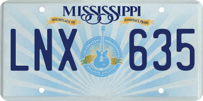 MS license plate LNX635