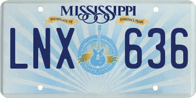 MS license plate LNX636