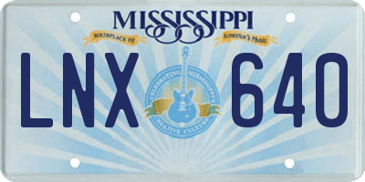 MS license plate LNX640