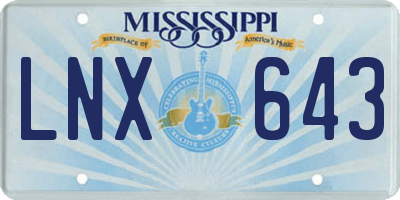 MS license plate LNX643