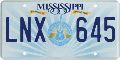 MS license plate LNX645