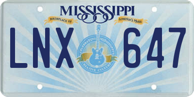 MS license plate LNX647