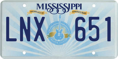 MS license plate LNX651