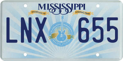 MS license plate LNX655