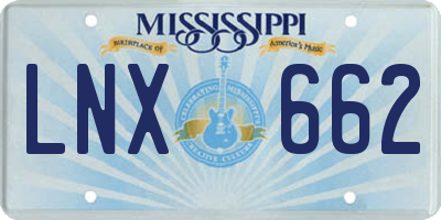 MS license plate LNX662