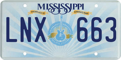 MS license plate LNX663