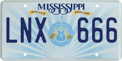 MS license plate LNX666
