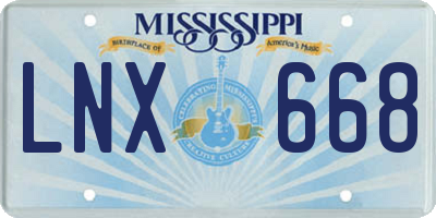 MS license plate LNX668