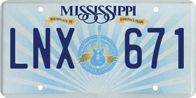 MS license plate LNX671