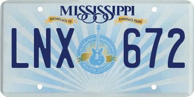 MS license plate LNX672