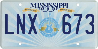 MS license plate LNX673
