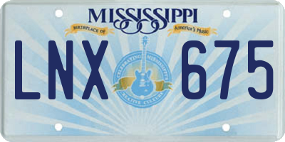 MS license plate LNX675