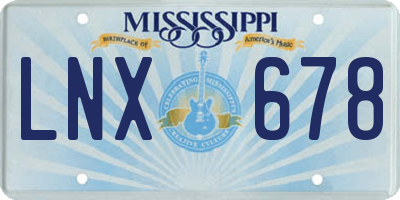 MS license plate LNX678