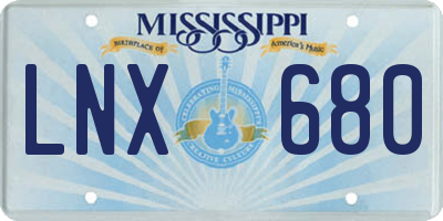 MS license plate LNX680