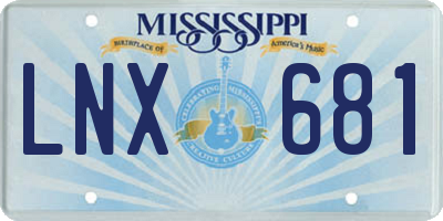 MS license plate LNX681