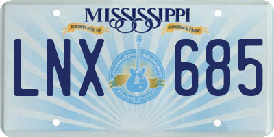 MS license plate LNX685