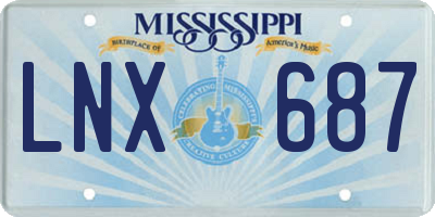 MS license plate LNX687