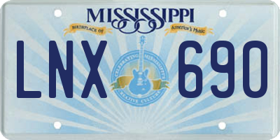 MS license plate LNX690