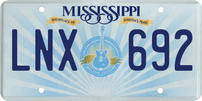 MS license plate LNX692