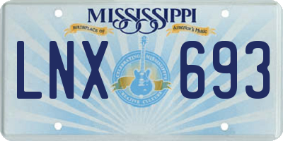 MS license plate LNX693
