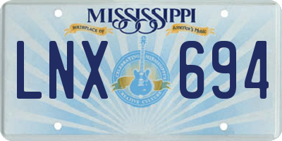 MS license plate LNX694