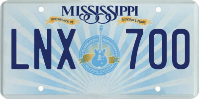 MS license plate LNX700