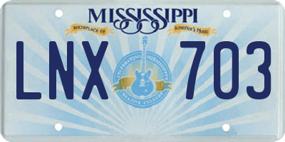 MS license plate LNX703