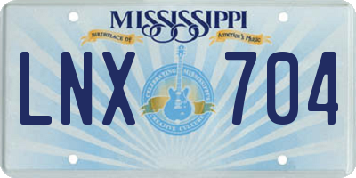 MS license plate LNX704