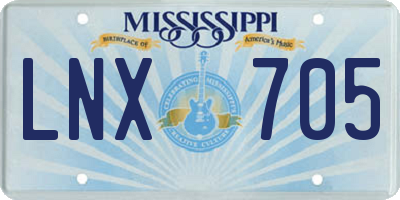 MS license plate LNX705