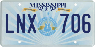 MS license plate LNX706