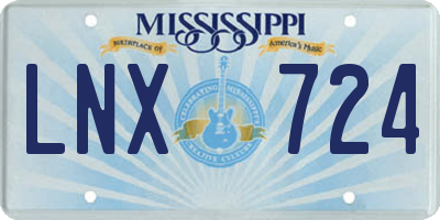 MS license plate LNX724