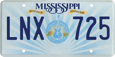 MS license plate LNX725