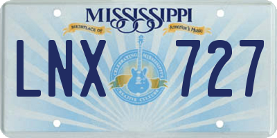 MS license plate LNX727