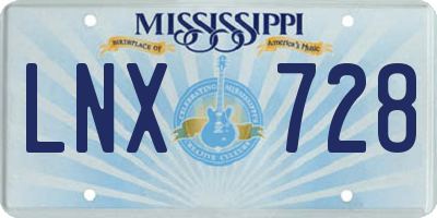 MS license plate LNX728
