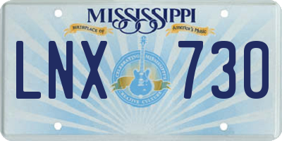 MS license plate LNX730