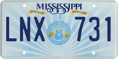 MS license plate LNX731