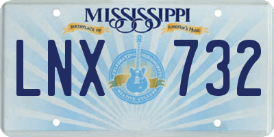 MS license plate LNX732
