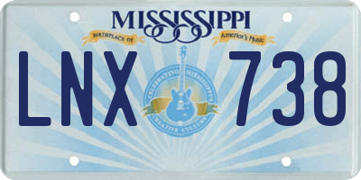 MS license plate LNX738