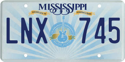 MS license plate LNX745
