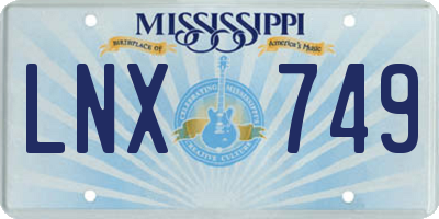 MS license plate LNX749