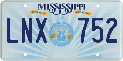 MS license plate LNX752