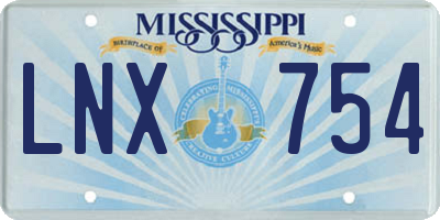 MS license plate LNX754