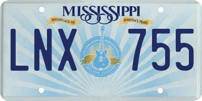 MS license plate LNX755