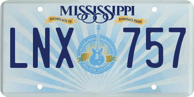 MS license plate LNX757