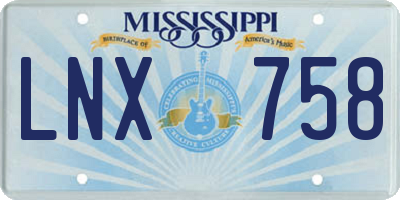 MS license plate LNX758
