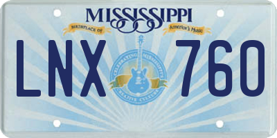 MS license plate LNX760