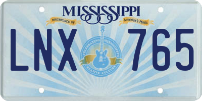 MS license plate LNX765