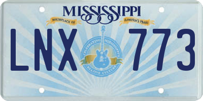 MS license plate LNX773