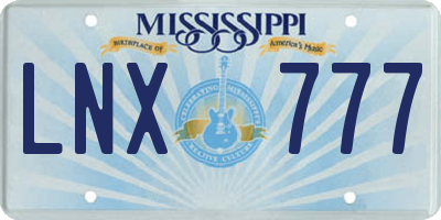 MS license plate LNX777