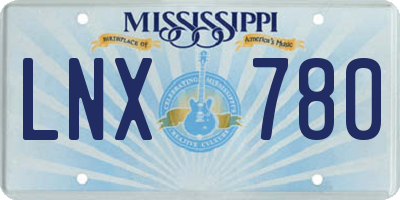 MS license plate LNX780